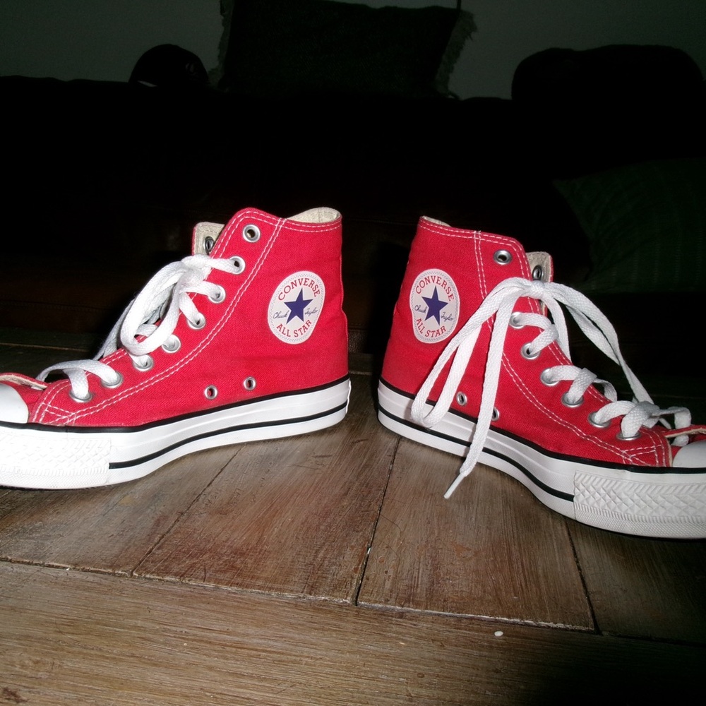 Converse Red High Top Sneakers with White Accents